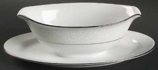 Royal Prestige White Lace Gravy Boat with Attached Underplate, Fine China Dinner