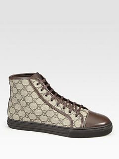Gucci California High Top Lace Up Sneakers   Cocoa