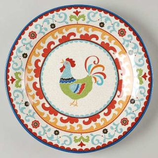 222 Fifth (PTS) Suzani Rooster Salad Plate, Fine China Dinnerware   Roosters,Scr