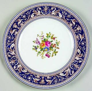 Wedgwood Florentine Blue (Dark) Floral Center Luncheon Plate, Fine China Dinnerw