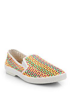 Rivieras Lord Acid Woven Raffia Laceless Sneakers  