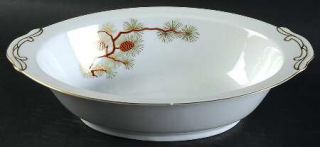 Fukagawa Pine Cone (Rim Shape) 10 Oval Vegetable Bowl, Fine China Dinnerware  