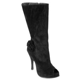 Hailey Jeans Co Womens Rosette Detail Peep Toe Boot Black  10
