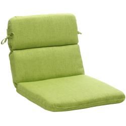 Outdoor Green Textured Solid Rounded Chair Cushion (GreenMaterials 100 percent polyesterFill 100 percent virgin polyester fiber fillClosure Sewn seam Weather resistantUV protectionCare instructions Spot clean onlyDimensions 40.5 inches high x 21 inch
