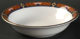 Wedgwood Chippendale Blue & Rust Coupe Cereal Bowl, Fine China Dinnerware   Bone