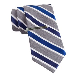 JF J.Ferrar JF J. Ferrar Heathered Stripe Slim Tie, Blue, Mens