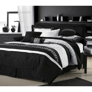Chic Home Cheetah Embroidered Comforter Set Black Queen   24CK112 HE