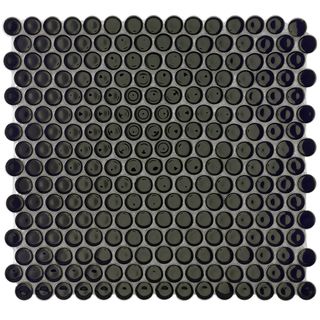 Somertile 12.25x12 in Penny 3/4 in Black Porcelain Mosaic Tile (pack Of 10)