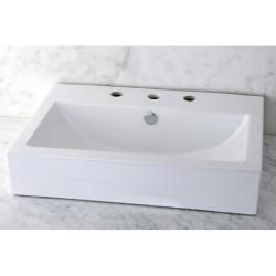 Vitreous China White Rectangular Vessel Bathroom Sink (WhiteASME A112.19.2 Compliant )
