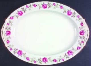 Noritake N1419 16 Oval Serving Platter, Fine China Dinnerware   Rc Stamp,Pink R