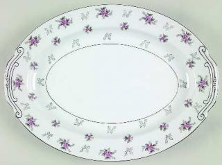 Japan China Rosemere 16 Oval Serving Platter, Fine China Dinnerware   Pink Flow