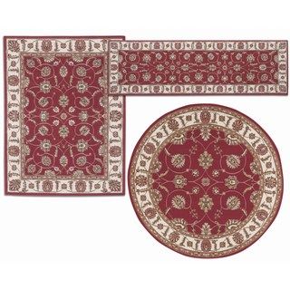 Persian Floral Collection Rust Polypropylene Rugs (set Of 3)