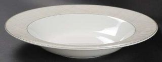 Noritake Veneto Rim Soup Bowl, Fine China Dinnerware   Metallic Plaid Design