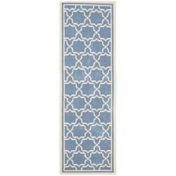 Blue/beige Indoor outdoor Geometric print Rug (24 X 67)