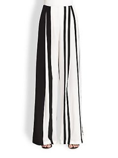 Narciso Rodriguez Silk Stripe Pants   Black White