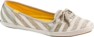 Womens Keds Teacup CVO Washed Stripe   Khaki Textured Canvas Casual Shoes