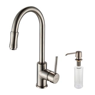 Kraus Sat in Nickel Pull out Sprayer Kitchen Faucet And Dispenser