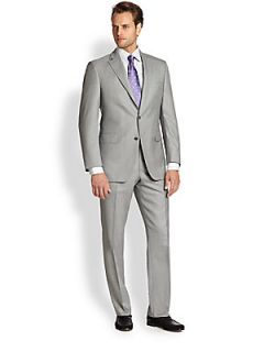  Collection Two Button Solid Suit   Grey