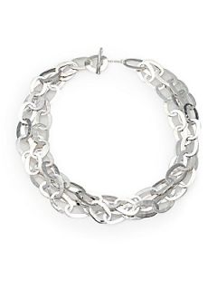 IPPOLITA Sterling Silver Flat Link Triple Row Necklace   Silver