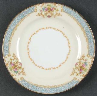 Noritake Clermont Bread & Butter Plate, Fine China Dinnerware   Blue Border, Flo