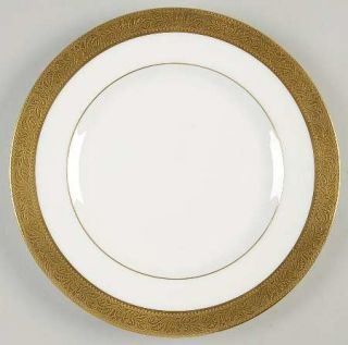Wedgwood Ascot Salad Plate, Fine China Dinnerware   Gold Encrusted Band, White B