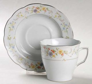 Premiere Candlelight Flat Cup & Saucer Set, Fine China Dinnerware   Lavender,Yel