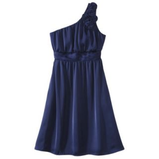 TEVOLIO Womens Plus Size Satin One Shoulder Rosette Dress   Academy Blue   20W