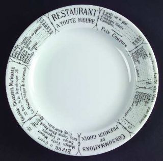 Pillivuyt Brasserie Salad Plate, Fine China Dinnerware   French Writing On Rim,