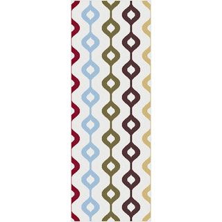 Metropolis Multicolored Jewel tone Pattern Area Rug (27 X 73) (PolypropyleneDoes not contain latexConstruction Method Machine madePile Height 0.39 inchStyle ContemporaryPrimary color WhiteSecondary colors Red, brown, green, yellow, bluePattern Geome