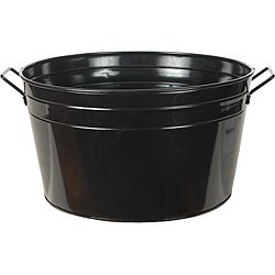 Shiny Black Metal Beverage Tub (Shiny blackMaterials MetalWeatherproofDimensions 10 inches high x 18 inches in diameterWeight 4.25 pounds )