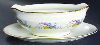 Arcadian   Prestige Spring Glory Gravy Boat with Attached Underplate, Fine China