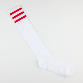 Athletic Stripe Womens Knee High Socks White/Red One Size For Women 23