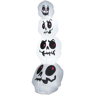 8 foot Airblown Stacked White Skulls