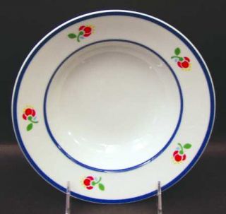 Fitz & Floyd Fleuri Rim Soup Bowl, Fine China Dinnerware   Blue Rings,Orange/Yel