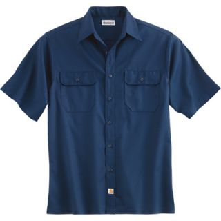 Carhartt Short Sleeve Twill Work Shirt   Navy, 2XL, Regular Style, Model# S223