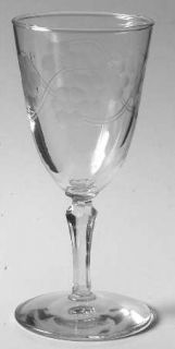 Libbey   Rock Sharpe Brookdale Wine Glass   Stem #3001,Gray Cut C1078, Floral