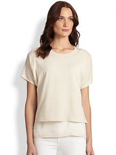 Lafayette 148 New York Layered Cutaway Sweater   Raffia