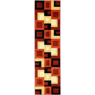 Multicolor Geometric Squares 2x72 Rug Runner Rug