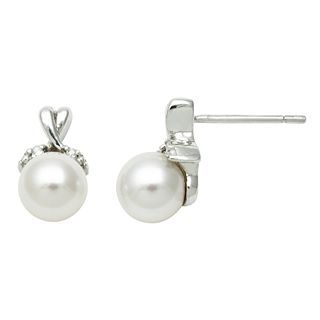 ONLINE ONLY   Freshwater Pearl & Diamond Accent Earrings, White, Womens