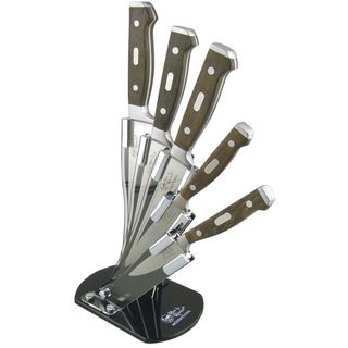 Hen and Rooster 5 piece Kitchen Cutlery Set With Acrylic Block