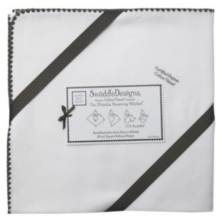 Swaddle Designs Organic Ultimate Receiving Blanket   Ivory with Brown Trim