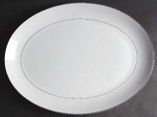 Mikasa Diplomat 16 Oval Serving Platter, Fine China Dinnerware   White Scrolls