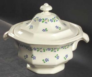 Iroquois Periwinkle Round Covered Vegetable, Fine China Dinnerware   Museum,Blue