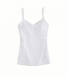 White AE Shirred Shelf Cami, Womens XL