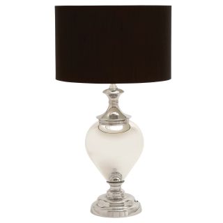 Casa Cortes Artisan Brushed Silver Ceramic Table Lamp (Silver, blackRequires one (1) bulb 60 watt type A bulb (not included) Materials Glass and MetalDimensions 29 inches high x 8 inches wide x 8 inches longShade is 16 inches wide x 10 inches high )