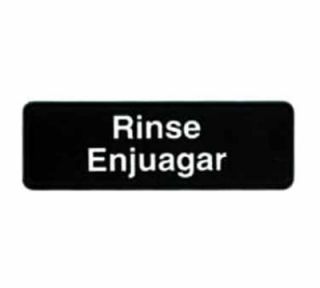 Tablecraft 3 x 9 in Sign, Rinse / Enjuagar, White On Black