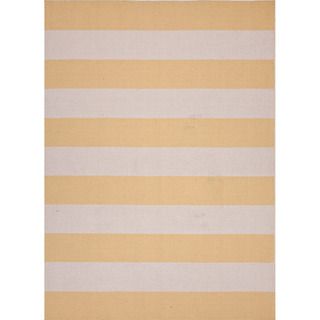 Handmade Flat Weave Stripe Pattern Yellow Rug (2 X 3)