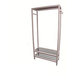 White Hanger And Shoe Rack Stand (WhiteMaterials Wood and steelDimensions 33.5 inches long x 12.75 inches wide x 65.25 inches high Assembly Required )