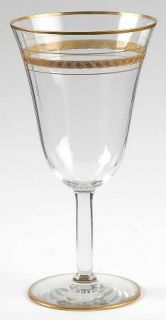 Fostoria Cascade Water Goblet   Stem #766, Band 8,  Gold Band, Optic