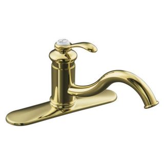Kohler K 12171 pb Vibrant Polished Brass Fairfax Single control Kitchen Sink Faucet With Escutcheon, Less Sidespray